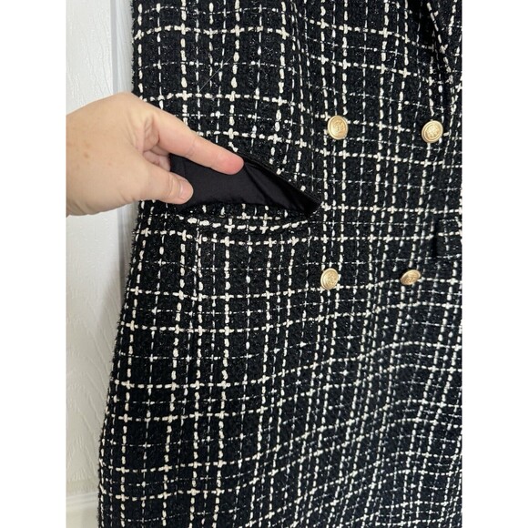 NWOT Talbots Double Breasted Tweed Mini Petite Size 10 Dress V Neck Black White - Picture 8 of 11